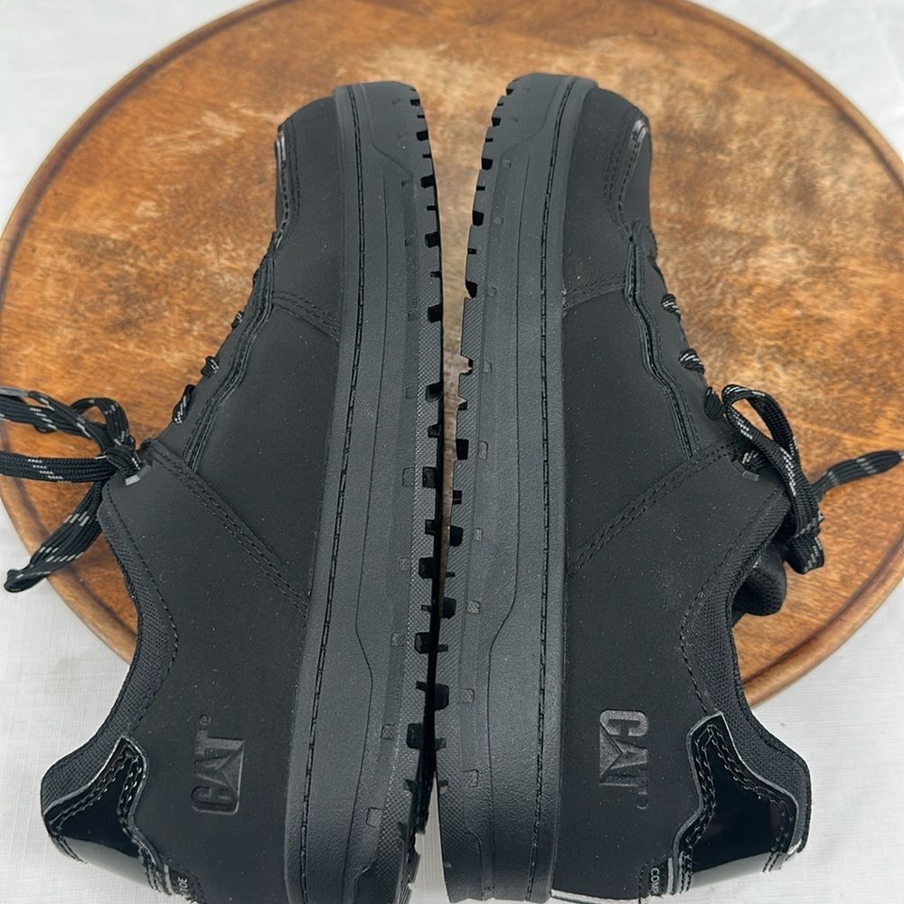CAT Shoes Wm 9.5 Black Lace up Safety Comp Toe Sneakers Slip Oil Resistant - Picture 8 of 14